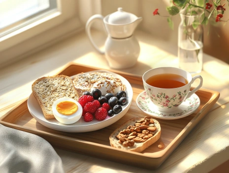 Здоровий збалансований сніданок для літніх людей